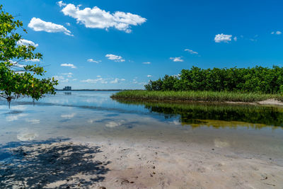 Scenic view of beach against sky