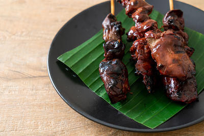 Close-up of food in plate on table