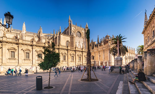 Group of people in front of building