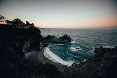 Scenic view of sea against clear sky