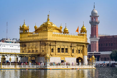 Beautiful view of golden temple - harmandir sahib in amritsar, punjab, india, famous indian sikh