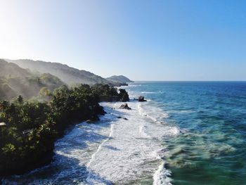 Scenic view of sea against clear sky