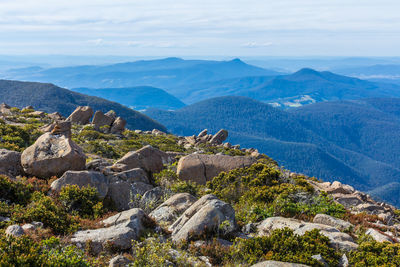 Scenic view of mountains against sky