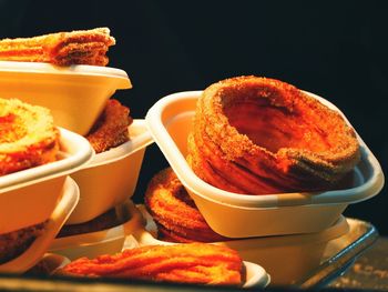 Close-up of breakfast served on table