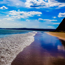 Scenic view of beach against sky