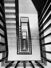 High angle view of spiral staircase in building