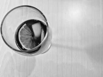 Directly above shot of tea cup on table