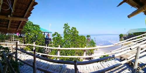 Panoramic shot of sea against clear sky