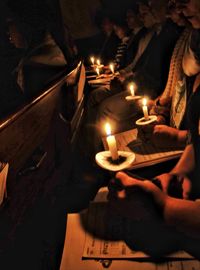 Close-up of illuminated candles