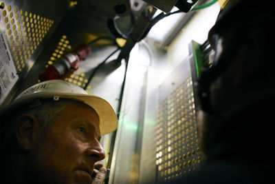 Engineer working in wind turbine