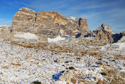 Scenic view of rock formation against sky