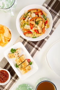 High angle view of food on table