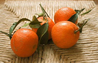 Directly above shot of orange fruits on table