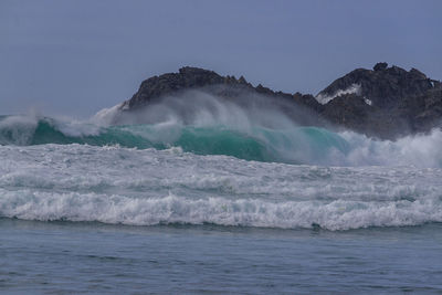 Scenic view of sea against clear sky