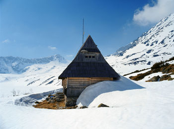 View of snow covered mountain in winter