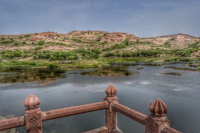 Scenic view of lake against sky