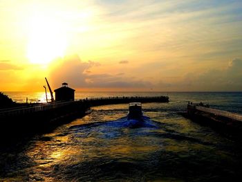 Scenic view of sea at sunset