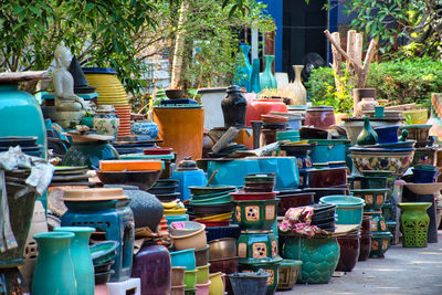 Stack of various displayed for sale at market