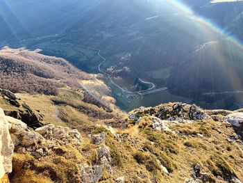 High angle view of mountain road