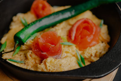 Close-up of breakfast served in plate