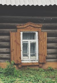 Closed door of house