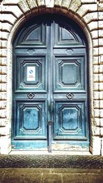 Closed door of old building