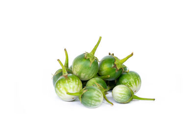 Close-up of tomatoes against white background