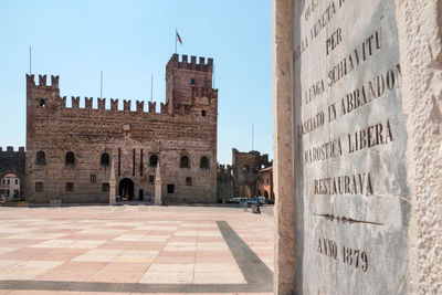 View of old buildings in town