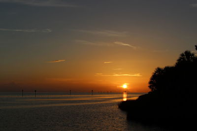 Scenic view of calm sea at sunset