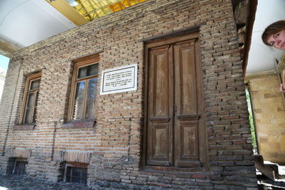 Closed door of old building