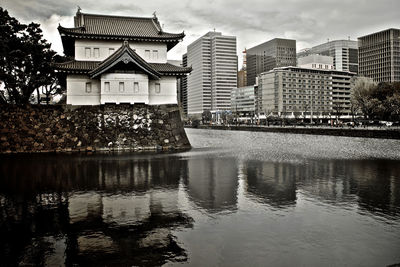 Reflection of cityscape in water