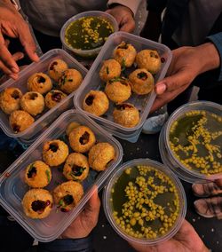 High angle view of food for sale