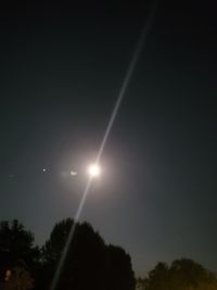 Low angle view of silhouette trees against sky at night