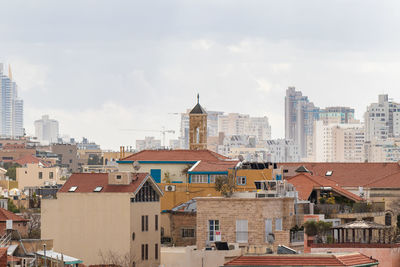 High angle view of buildings in city