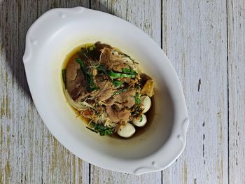 High angle view of food in bowl