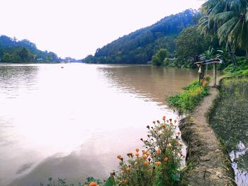 Scenic view of lake against sky