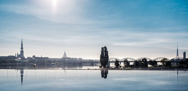 Reflection of city in water