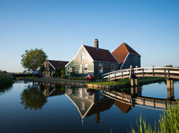 Reflection of a farm on water