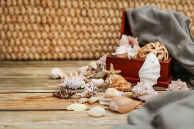Close-up of garlic on table