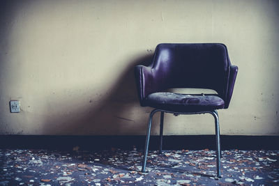 Close-up of empty chair