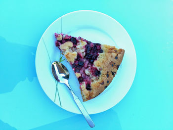 Directly above shot of breakfast served on table