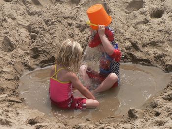 Girl playing in water