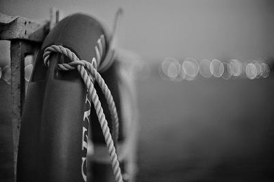 Close-up of rope tied up