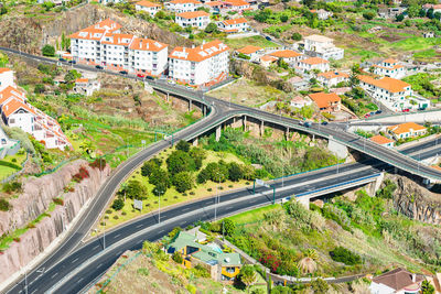 Aerial view of motorway at madeira