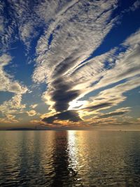 Scenic view of sea against sky at sunset