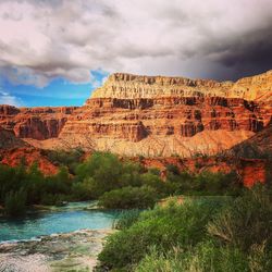 Scenic view of landscape against cloudy sky