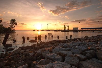 Scenic view of sea against sky during sunset