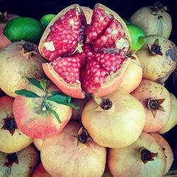 Directly above shot of fruits for sale in market