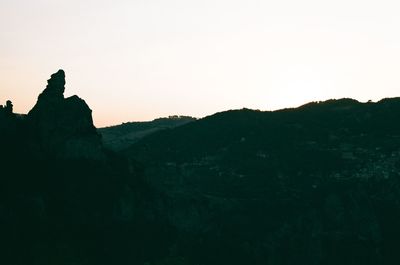 Silhouette mountain against clear sky