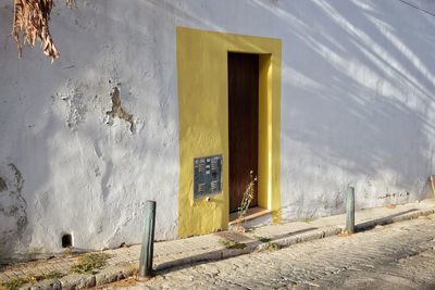 Closed door of building